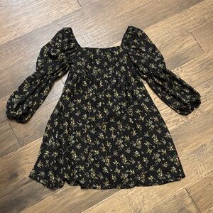 Super Cute Black & Yellow Floral Mini Dress Size XS